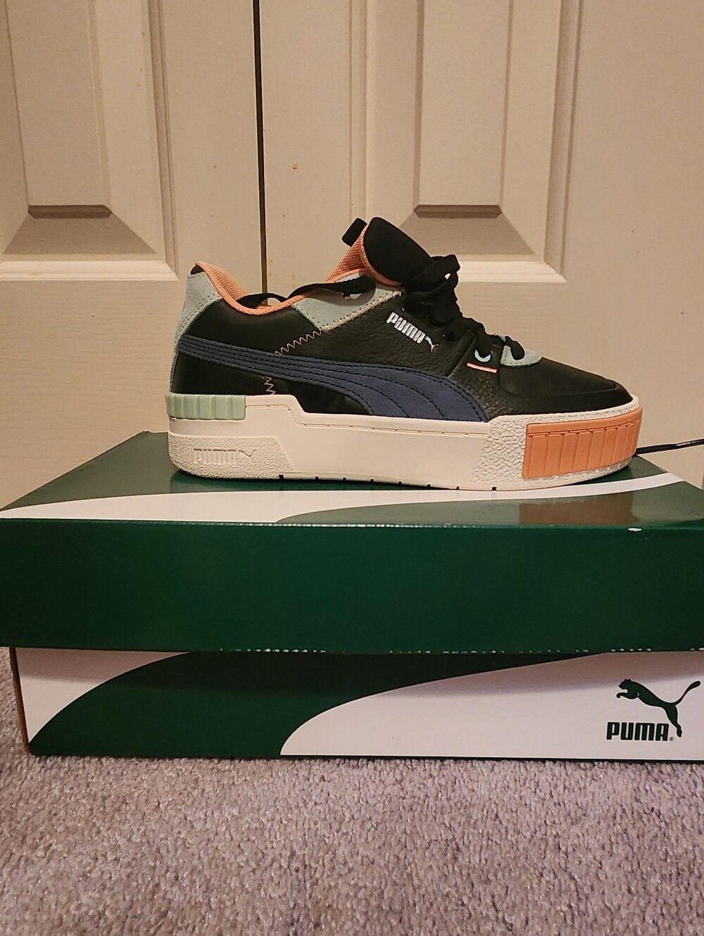 Puma Cali Sport Mix Women's Sneakers - Black with Peach and Coral Accents